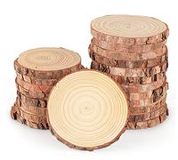 Rodajas de Madera Natural, ilauke Discos de Madera Redondos 16 Piezas 9-10cm, 10mm de Grosor con Cortezas, Lisa y Elegante, Troncos Madera Decoracion para Bricolaje Manualidades Navideña Boda Pintura