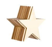 Rodajas de madera natural, Recortes de estrellas madera sin terminar for pintar, paquete 370 en 10-100 mm for adornos bricolaje(50pcs 30mm)