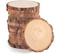 Rodajas de Madera sin Acabado Círculos de Madera Natural,Rodajas de Madera Diámetro 10-12 cm 10 pcs Troncos Decoracion Apto para Pirograbador de Madera, Pintura, Arte de Bricolaje, Navidad