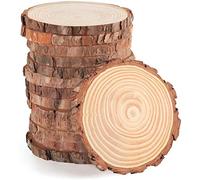 Rodajas de Madera sin Acabado Círculos de Madera Natural,Rodajas de Madera Diámetro 12-14 cm 10 pcs Troncos Madera Decoracion Apto para Pirograbador de, Pintura, Arte de Bricolaje, Navidad