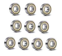 Rodamiento de bolas de ranura profunda 608ZZ, sellado metálico, 608-ZZ, 8 x 22 x 7 mm, 10 unidades(ABEC 3)