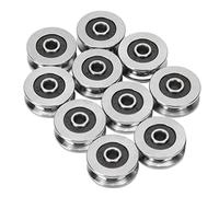 Rodamientos de Bolas V-Groove, 10 Piezas, Acero al Carbono, 4x18x8mm, Sellados, Ruedas Lineales Dobles para Poleas de Reemplazo, TV0418
