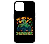 Rodando en verano dinosaurio Monster Truck Beach Kids 2025 Carcasa para iPhone 14