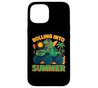 Rodando en verano dinosaurio Monster Truck Beach Kids 2025 Carcasa para iPhone 15
