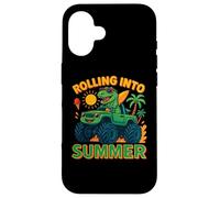 Rodando en verano dinosaurio Monster Truck Beach Kids 2025 Carcasa para iPhone 16