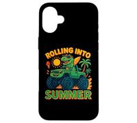 Rodando en verano dinosaurio Monster Truck Beach Kids 2025 Carcasa para iPhone 16 Plus