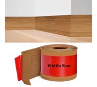 Rodapies Autoadhesivo, Rodapie PVC, Rodapies Autoadhesivo 8 cm * 5 metros, Tira de Transición Decorativa, Rodapie Adhesivo para Cocina, Baño, Dormitorio, Paredes de Salón, Roble Amarillo