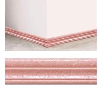 Rodapiés y molduras adhesivas 3D para paredes, Borde de pared autoadhesivo 3D, espuma PE, multicolor, 2,3 metros, unidades(Pink)