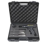 Rodcraft RC5195K-C - Juego de herramientas para martillo cincelador (1 martillo de cincel de aire comprimido RC5195, 2100 latidos/min, 11 mm, hexagonal, incluye maletín y cincel)