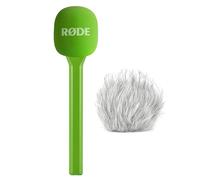 Rode Interview GO - Adaptador de mano para transmisores inalámbricos, color verde con protector de pelo Keepdrum