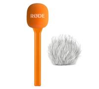 Rode Interview GO - Adaptador de mano para transmisores inalámbricos (con protector de pelo Keepdrum), color naranja