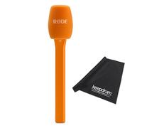 Rode Interview Micro - Adaptador de mano para sistema de micrófono inalámbrico, color naranja con gamuza de microfibra Keepdrum
