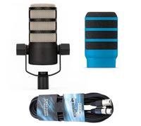 Rode - Micrófono Podmic con protección contra el viento WS14, color azul, protector pop y cable keepdrum