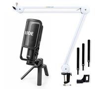 Rode NT-USB+ - Micrófono de condensador USB + keepdrum MS138 brazo articulado, color blanco