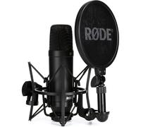 RØDE NT1 Micrófono de condensador cardioide de gran diafragma RØDE NT1 con montura antivibración y filtro antipop para producción musical, grabación vocal, transmisión y podcasting