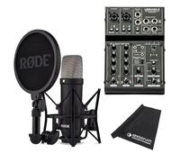 Rode NT1 Signature Black - Micrófono condensador + mesa de mezclas tipo USBMix4 + paño de microfibra keepdrum