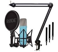 Rode NT1 Signature Blue Micrófono de estudio Azul + keepdrum MS138 Brazo articulado Trípode Negro