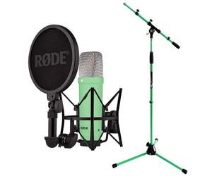 Rode NT1 Signature Green Micrófono de estudio Verde + keepdrum MS106GR Soporte para micrófono Verde