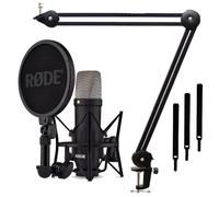 Rode NT1 Signature - Micrófono condensador de estudio negro + trípode de brazo articulado Keepdrum MS138
