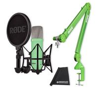 Rode NT1 Signature - Micrófono de estudio con PSA1+ trípode articulado verde y paño de microfibra keepdrum