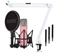 Rode NT1 Signature Pink Micrófono de Estudio + trípode articulado Keepdrum MS138, Color Blanco