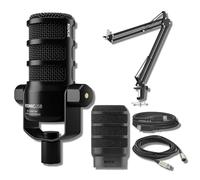 Rode PodMic - Micrófono de transmisión dinámica USB con brazo de micrófono StreamEye BOOMARM1 y cable XLR de 10 pies