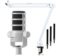 Rode Podmic USB XLR - Micrófono dinámico para locutor con soporte de brazo articulado keepdrum MS138WH, color blanco