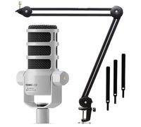 Rode Podmic USB XLR - Micrófono dinámico para locutores con soporte de brazo articulado keepdrum MS138, color blanco