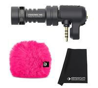 Rode Videomic Me - Micrófono direccional de condensador para smartphones con conector hembra de 3,5 mm + protector de viento WS9 Deluxe rosa + gamuza de microfibra keepdrum