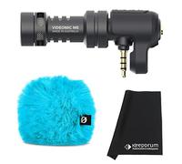 Rode Videomic Me - Micrófono direccional de condensador para smartphones con conector hembra de 3,5 mm + protector de viento WS9 Deluxe azul + gamuza de microfibra keepdrum