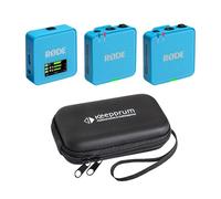 Rode Wireless GO Gen 3 - Sistema inalámbrico de micrófono de 2 canales, color azul con funda blanda keepdrum