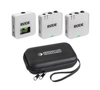 Rode Wireless GO Gen 3 - Sistema inalámbrico de micrófono de 2 canales, color blanco con funda blanda keepdrum