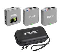 Rode Wireless GO Gen 3 - Sistema inalámbrico de micrófono de 2 canales, color gris con funda blanda keepdrum