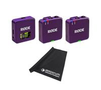 Rode Wireless GO Gen 3 - Sistema inalámbrico de micrófono de 2 canales, color morado con gamuza de microfibra keepdrum