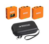 Rode Wireless GO Gen 3 - Sistema inalámbrico de micrófono de 2 canales, color naranja con funda blanda keepdrum