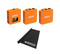 Rode Wireless GO Gen 3 - Sistema inalámbrico de micrófono de 2 canales, color naranja con gamuza de microfibra keepdrum