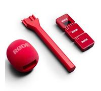 Rode Wireless GO Gen 3 - Sistema inalámbrico de micrófono de 2 canales, color rojo + adaptador de mano de entrevista GO rojo + protector de pelo Keepdrum