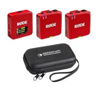 Rode Wireless GO Gen 3 - Sistema inalámbrico de micrófono de 2 canales, color rojo con funda blanda keepdrum