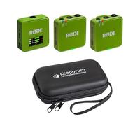 Rode Wireless GO Gen 3 - Sistema inalámbrico de micrófono de 2 canales, color verde con funda blanda keepdrum
