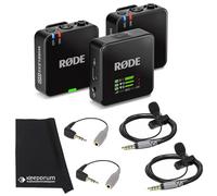 Rode Wireless GO Gen 3 - Sistema inalámbrico de micrófono de 2 canales con 2 micrófonos Smartlav+ y 2 adaptadores SC3 + paño de microfibra keepdrum