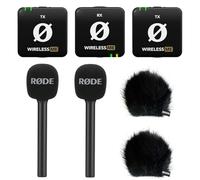 Rode Wireless ME Dual - Sistema de micrófono inalámbrico (incluye 2 adaptadores de mano para entrevista GO y 2 protectores de pelo Keepdrum BK)