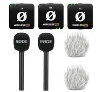 Rode Wireless ME Dual - Sistema de micrófono inalámbrico (incluye 2 adaptadores de mano para entrevistas GO, 2 protectores de pelaje Keepdrum)