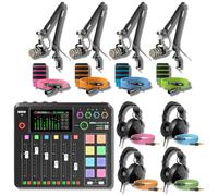 Rodecaster Pro II Ultimate - Paquete de podcasting con 4 PodMics, brazos de brazo PSA1+, auriculares NTH-100, filtros WS14 y cables codificados por colores