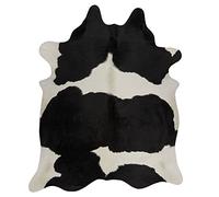 rodeo Alfombra de piel de vaca auténtica, decoración occidental de primera calidad, piel de vaca brasileña natural para sala de estar, dormitorio y cabina rústica, varios colores (negro y blanco, XL)