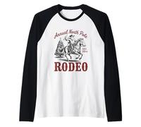 Rodeo Anual del Polo Norte 25 de diciembre Cowboy Santa Camiseta Manga Raglan