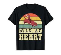 Rodeo Cowboy Wild Heart Western Country Wild West Camiseta, Hombre, Negro, M