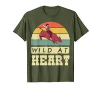 Rodeo Cowboy Wild Heart Western Country Wild West Camiseta, Hombre, Verde Oliva, S