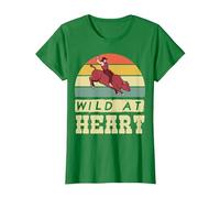 Rodeo Cowboy Wild Heart Western Country Wild West Camiseta, Mujer, Verde Kelly, S