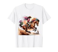 Rodeo Retro de Vaqueras, Bronco, cortando a Caballo por el Oeste Camiseta