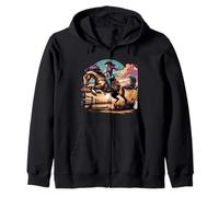 Rodeo Retro de Vaqueras, Bronco, cortando a Caballo por el Oeste Sudadera con Capucha